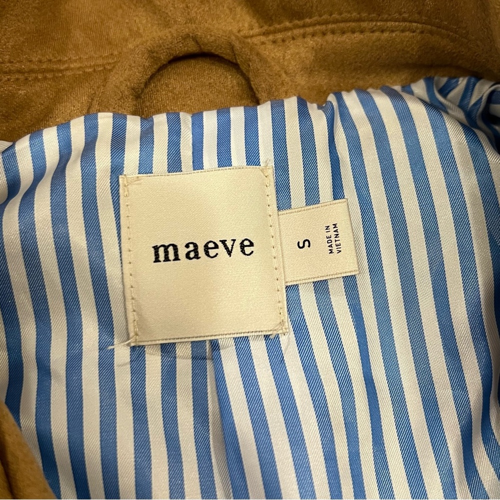 Anthropologie Maeve tan suede feel coat with gold buttons - Picture 6 of 6